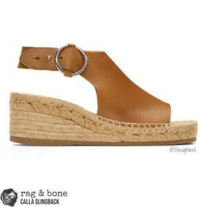 RAG & BONE CALLA LEATHER PLATFORM ESPADRILLE WEDGE SANDALS IN WARM TAN WOMEN’S 7